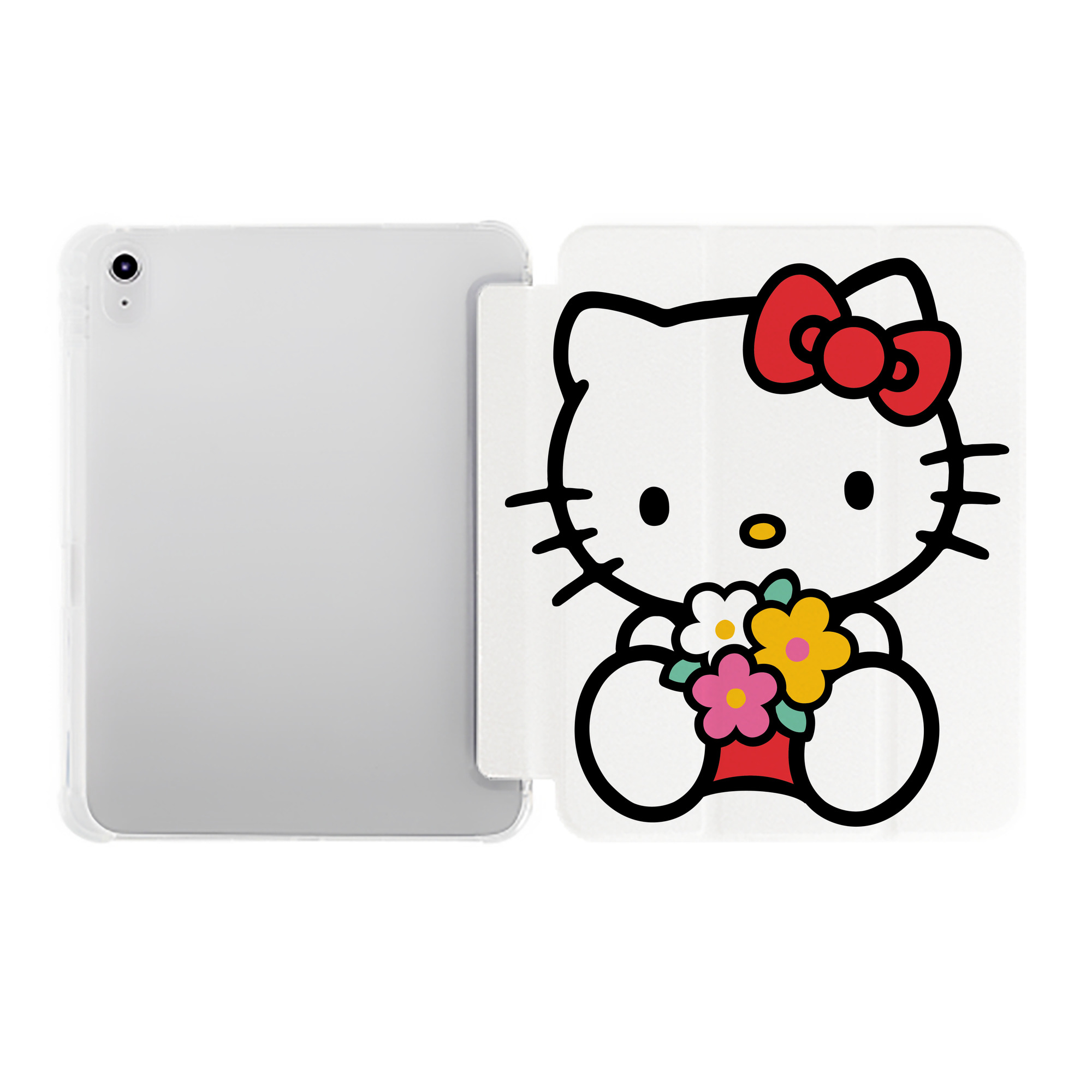 （画像用） Hello Kitty ハローキティ IPad ケース ペン収納付き 三つ折りスタンド PUレザー×シリコン 対応機種9.5/10.5/10.9インチ